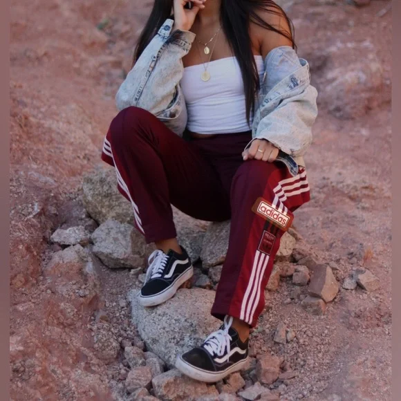 Adidas Maroon Track Pants - Picture 3 of 5